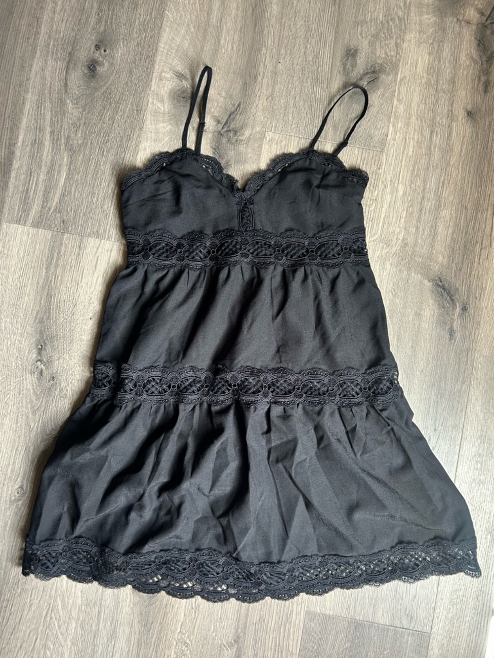 Express Black Lace Trim Slip Dress